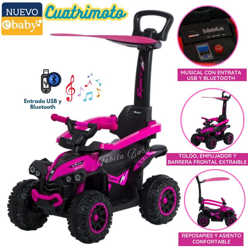 EBABY - Carrito Musical con Luces y Sombrilla Rosado 357