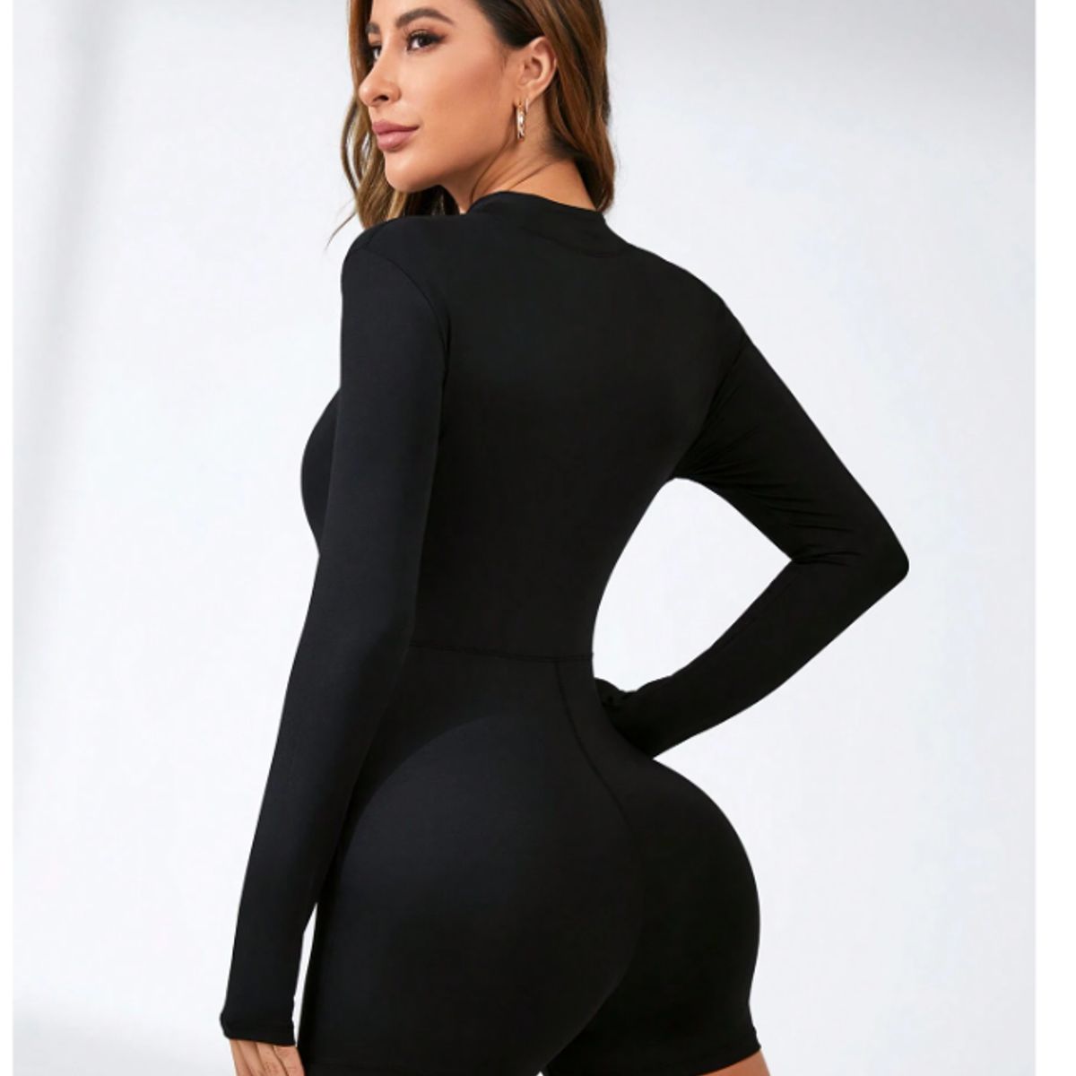 GENERICO - ENTERIZO DEPORTIVO SHORT Y MANGA LARGA NEGRO