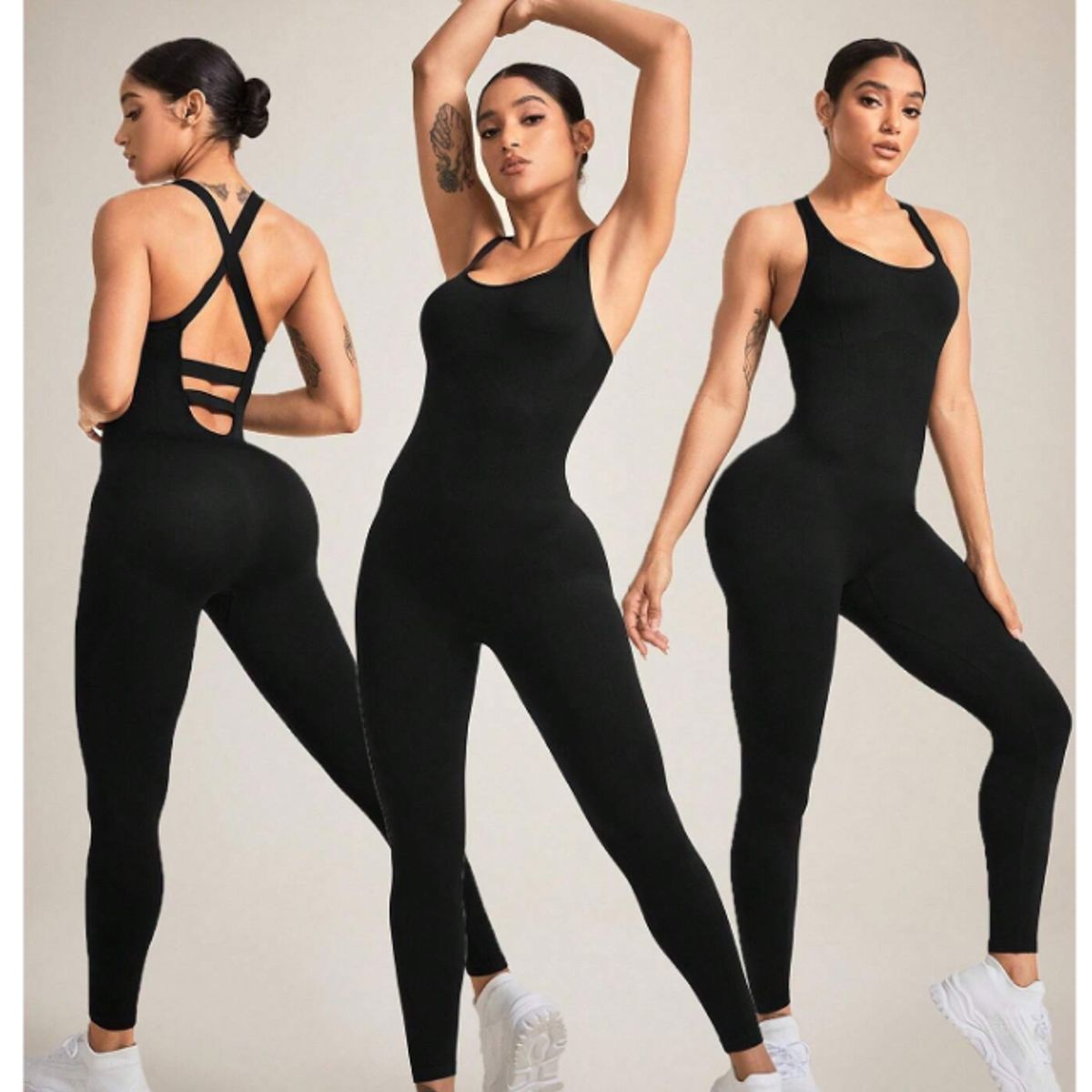 GENERICO - ENTERIZO DEPORTIVO LEGGIN Y MANGA CERO NEGRO