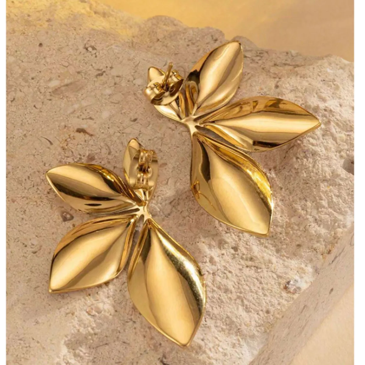 GENERICO - ARETES fFLORALES DE ACERO INOXIDABLE