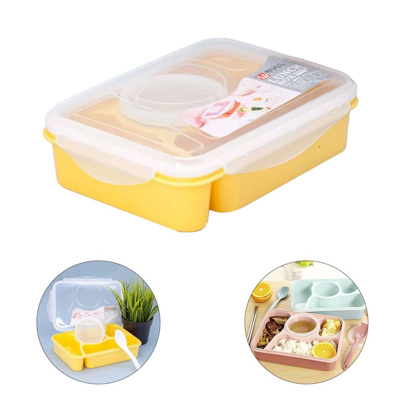 GENERICO - Taper Lonchera Contenedor de Alimentos con Divisiones Amarillo
