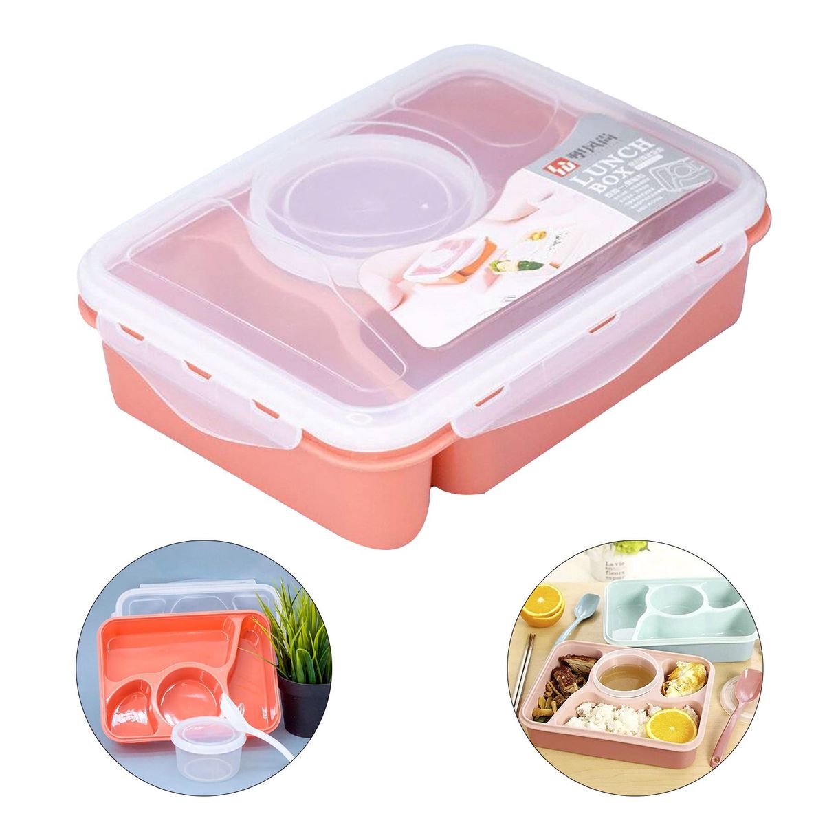 GENERICO - Táper Lonchera Contenedor de Alimentos con Divisiones Ladrillo