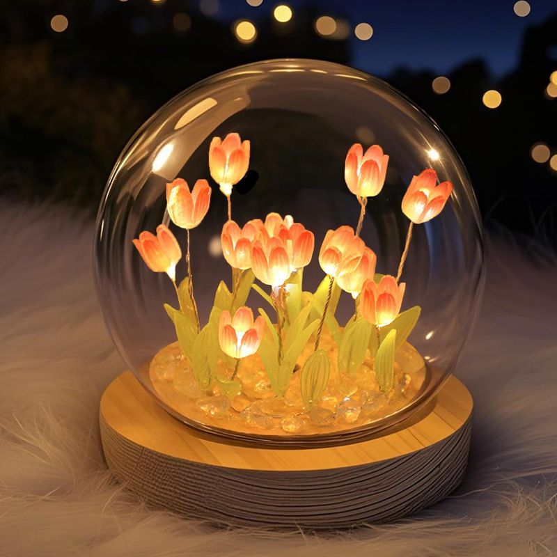 GENERICO - LÁMPARA ESFERA 3D DE TULIPANES LUCES NOCTURNAS PARA ARMAR ROSADO
