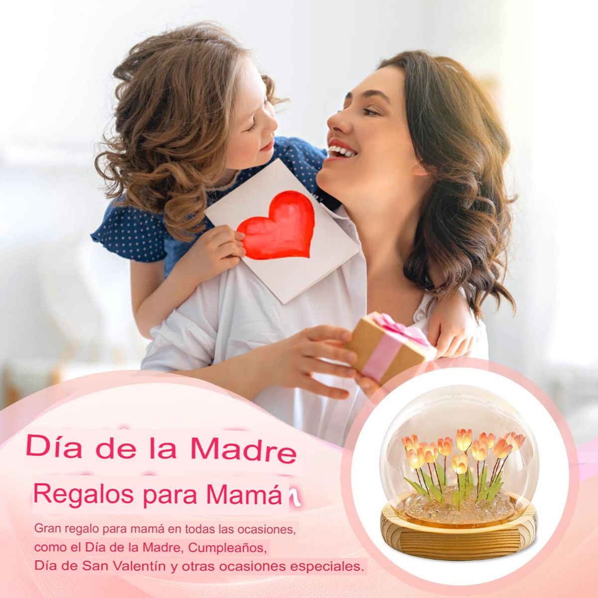 GENERICO - LÁMPARA ESFERA 3D DE TULIPANES LUCES NOCTURNAS PARA ARMAR ROSADO