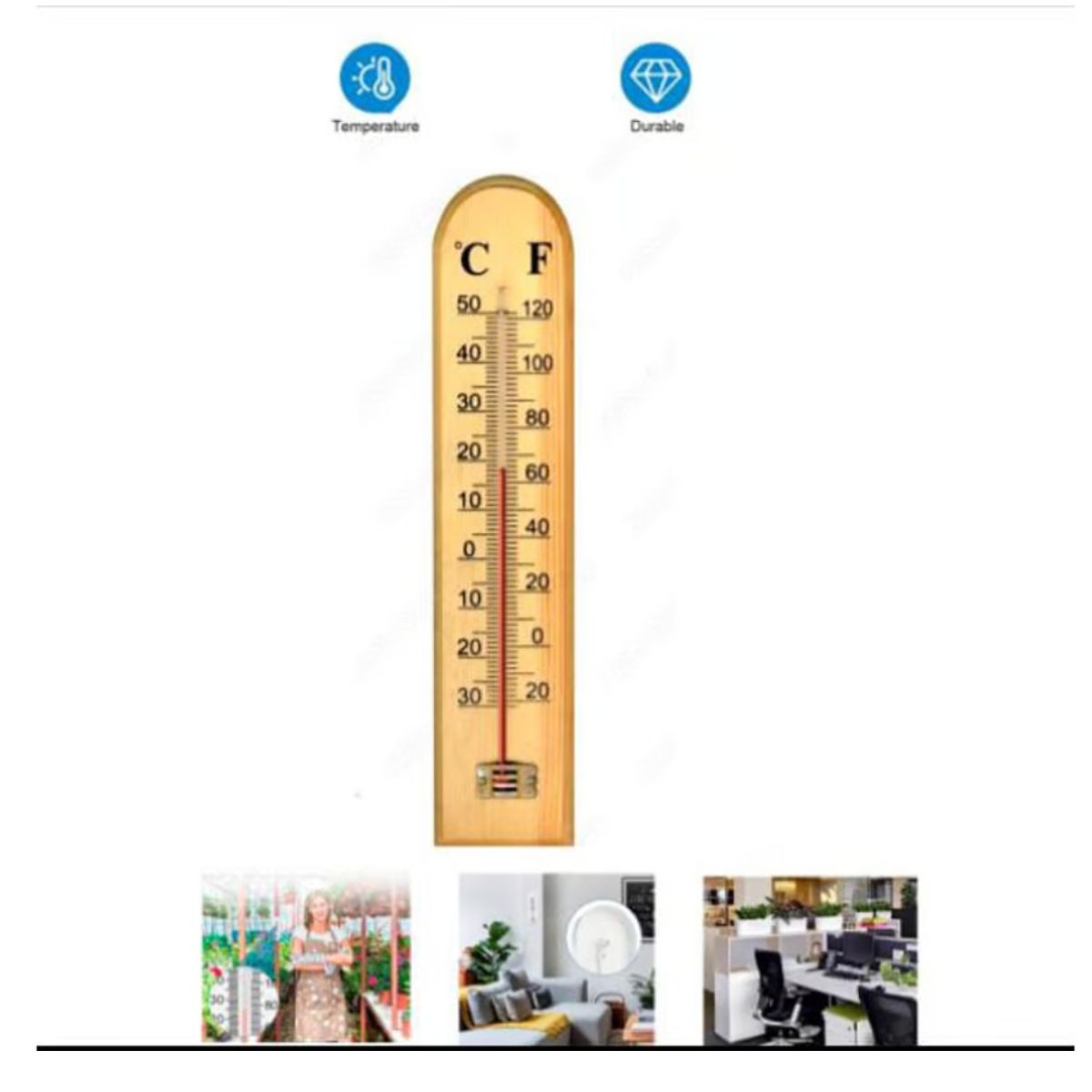 GENERICO - Termómetro Temperatura Humedad De Madera