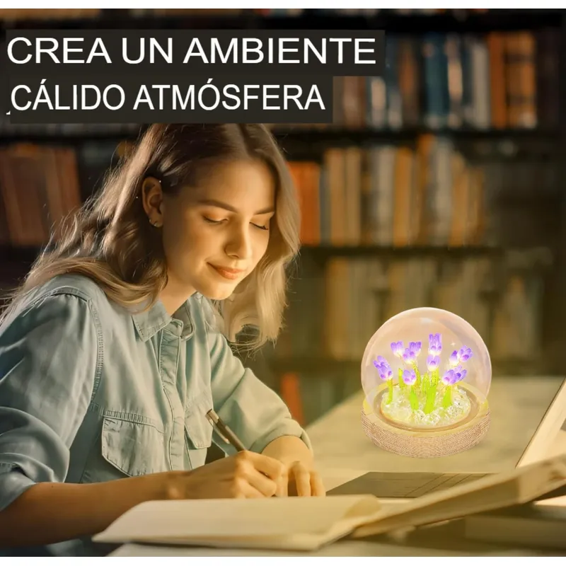 GENERICO - LÁMPARA ESFERA 3D DE TULIPANES LUCES NOCTURNAS PARA ARMAR MORADO