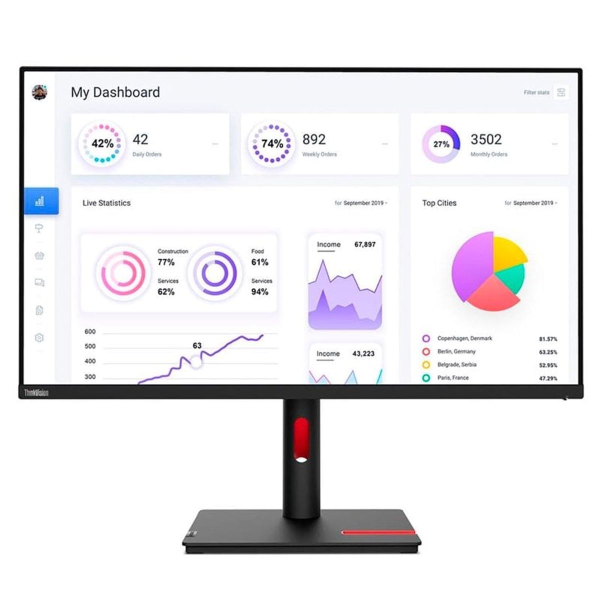 LENOVO - Monitor Lenovo ThinkVision S22i-30 215 WLED IPS Full HD 75Hz HDMIVGA Color Raven Black Storm Grey