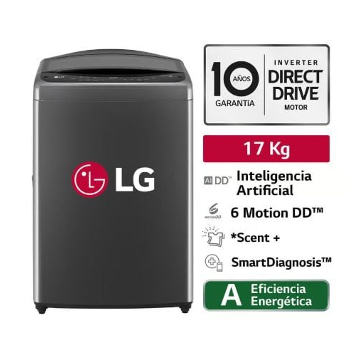 LG - Lavadora Automática LG WT17BV6T 17kg Negro