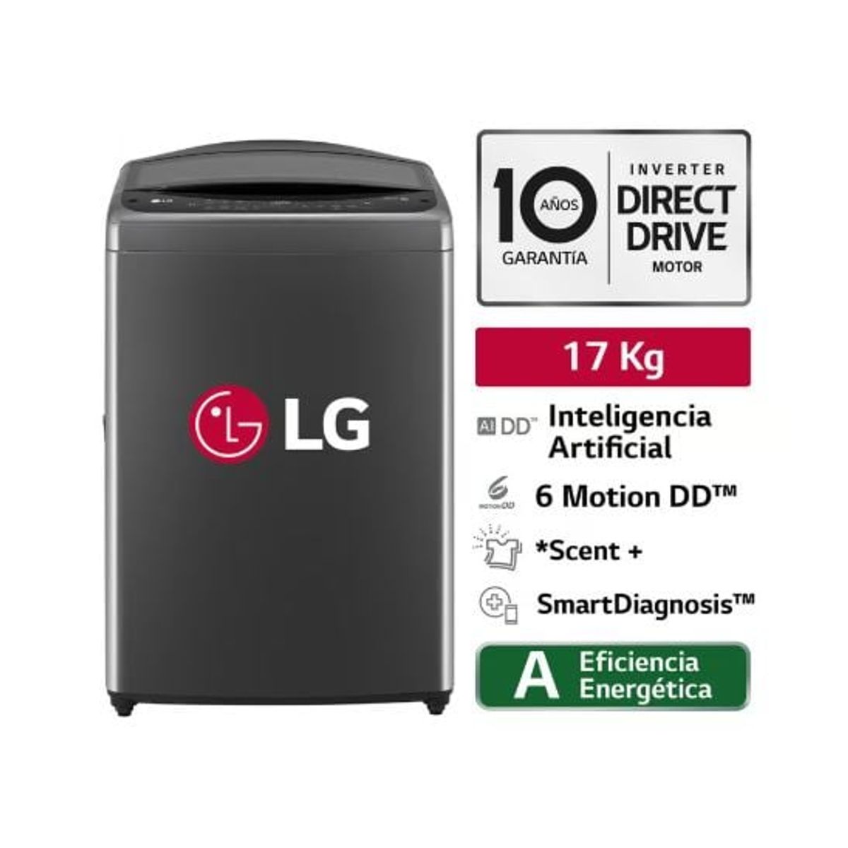 LG - Lavadora Automática LG WT17BV6T 17kg Negro