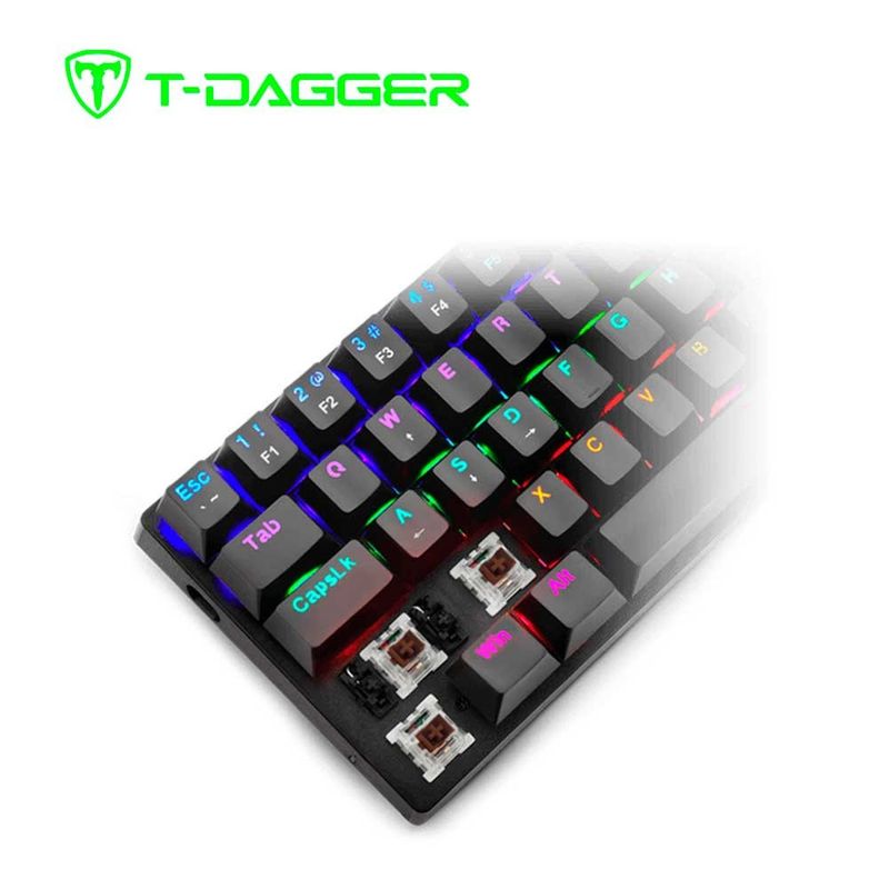 T-DAGGER - Teclado T-Dagger Arena Rainbow Spanish T-TGK321-BR Black Brown Switch