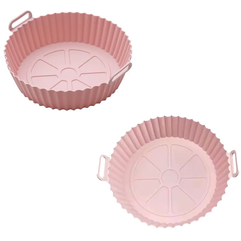 GENERICO - Bandeja redonda de silicona para freidora de aire sin aceite - Rosado