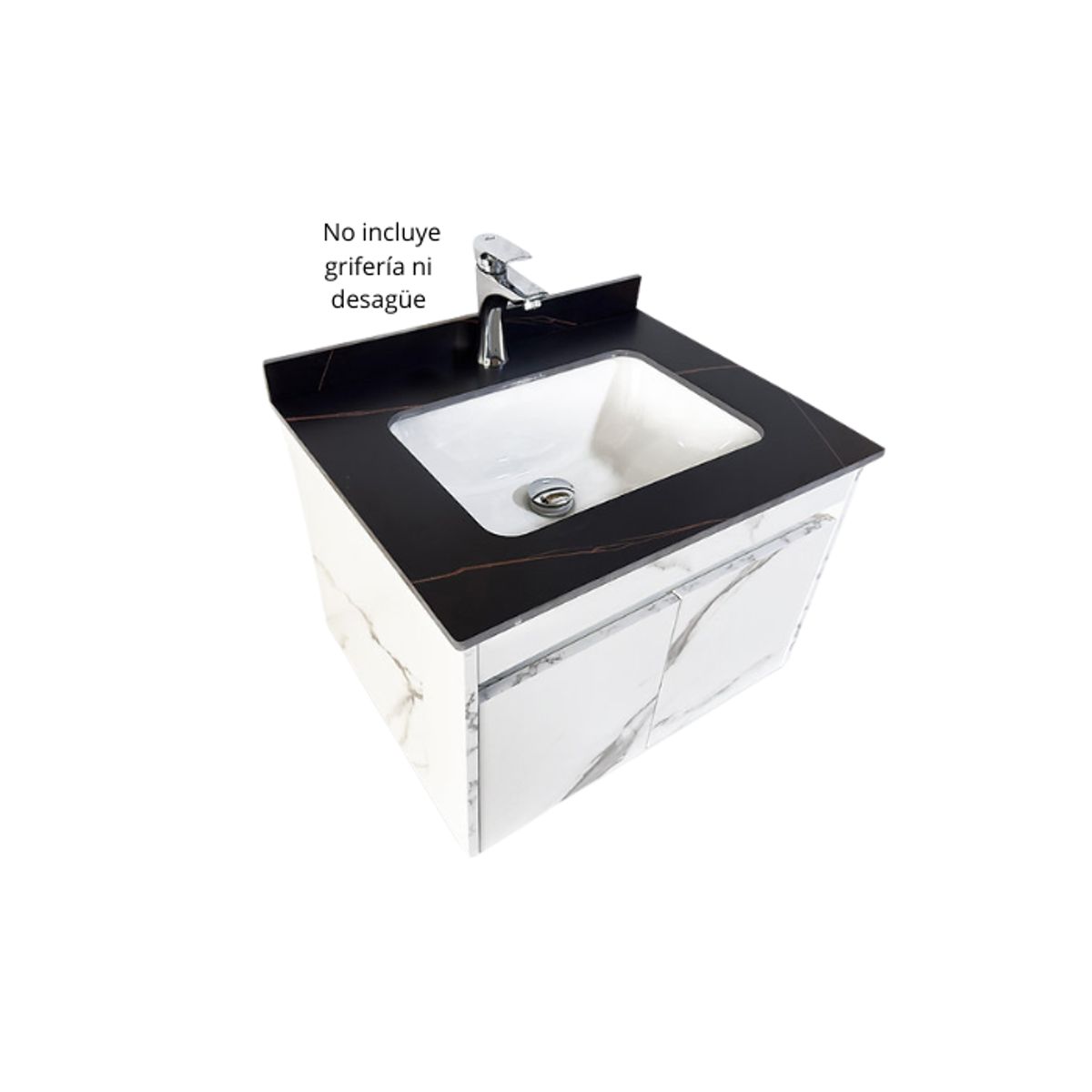XM - LAVATORIO DE LOZA CON CAJÓN MARMOL NEGRO CON BLANCO YTAR6047-72 L01