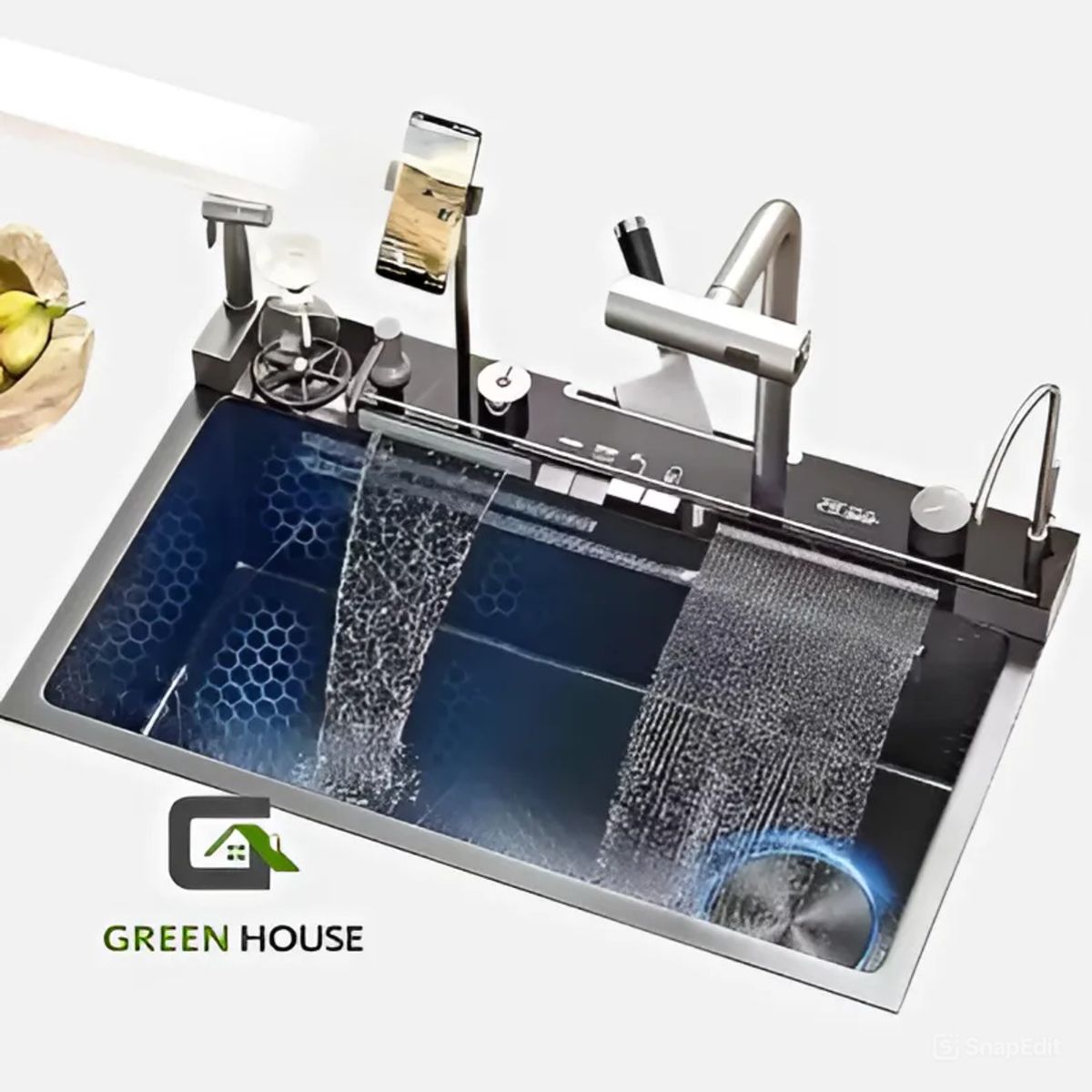 GENERICO - LAVADERO INTELIGENTE MULTIFUNCIONAL CON PORTA CELULAR Y LUCES