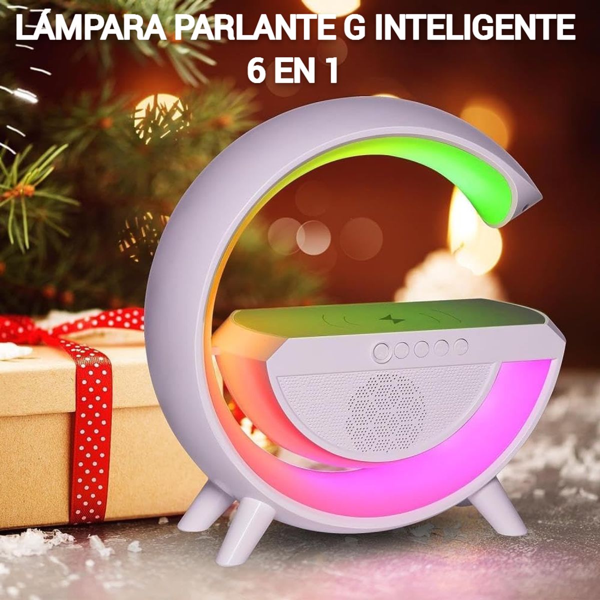 GENERICO - PARLANTE LÁMPARA G SMART 6 EN 1 CARGADOR INALÁMBRICO