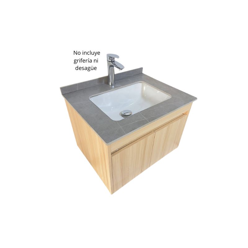 XM - LAVATORIO DE LOZA CON CAJÓN MADERA CON GRIS MATE YTAR6047-74 L03