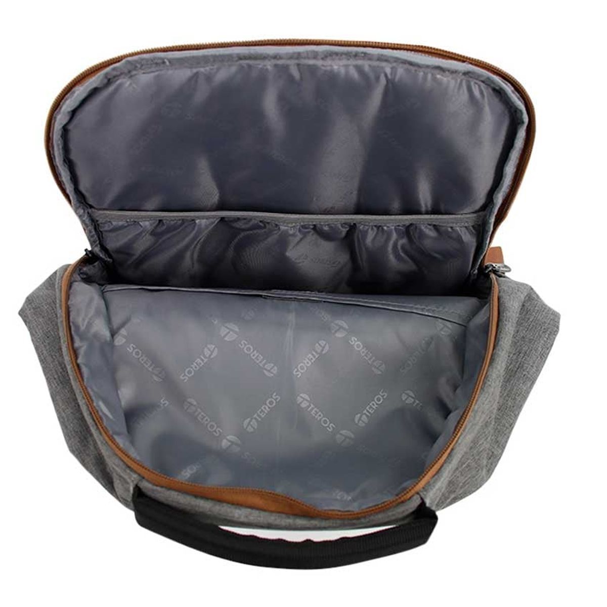 TEROS - Mochila TEROS Gris 16 con múltiples bolsillos y tira carry-on