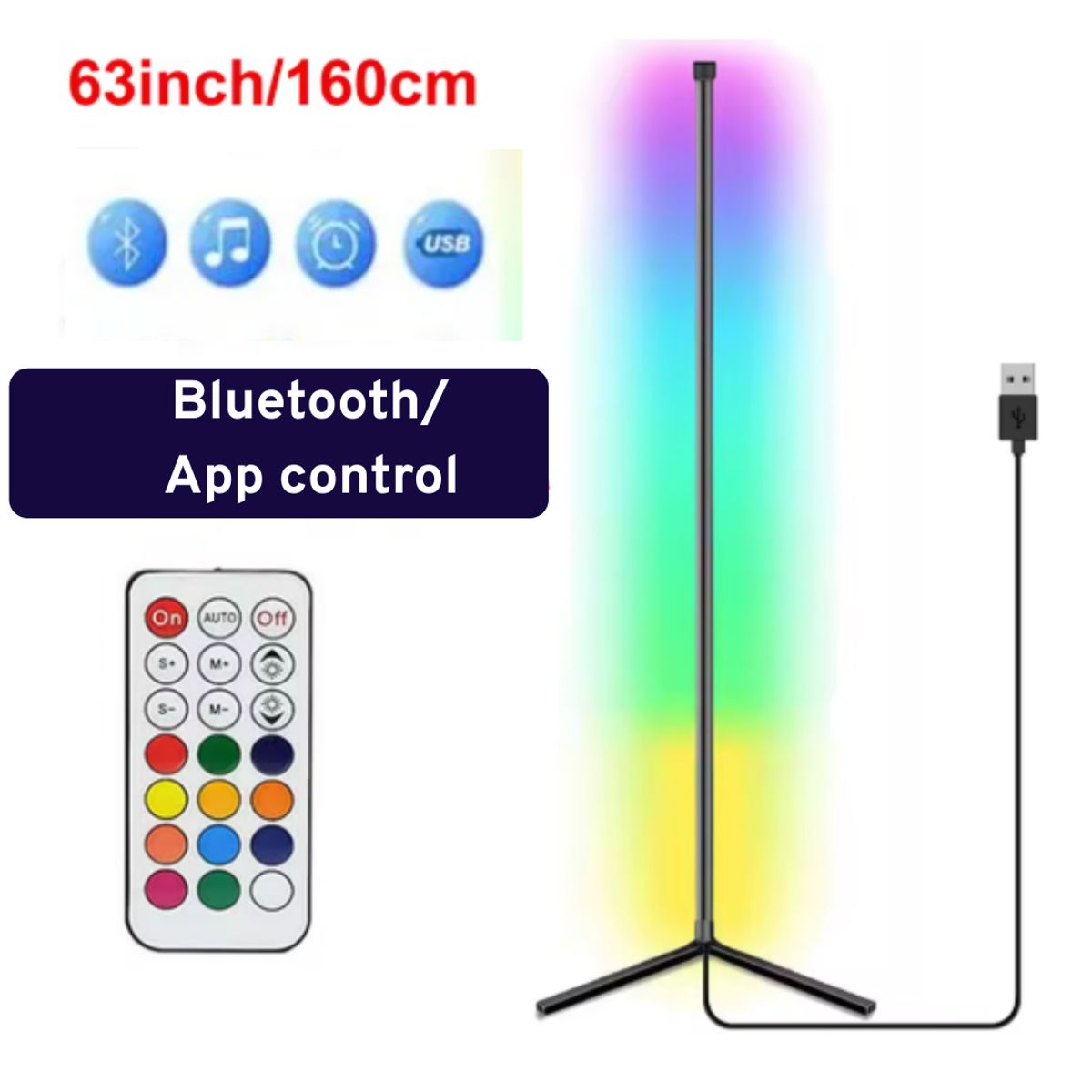 GENERICO - Lampara LED RGB Esquinera Smart Ritmica – Barra 158 Cm