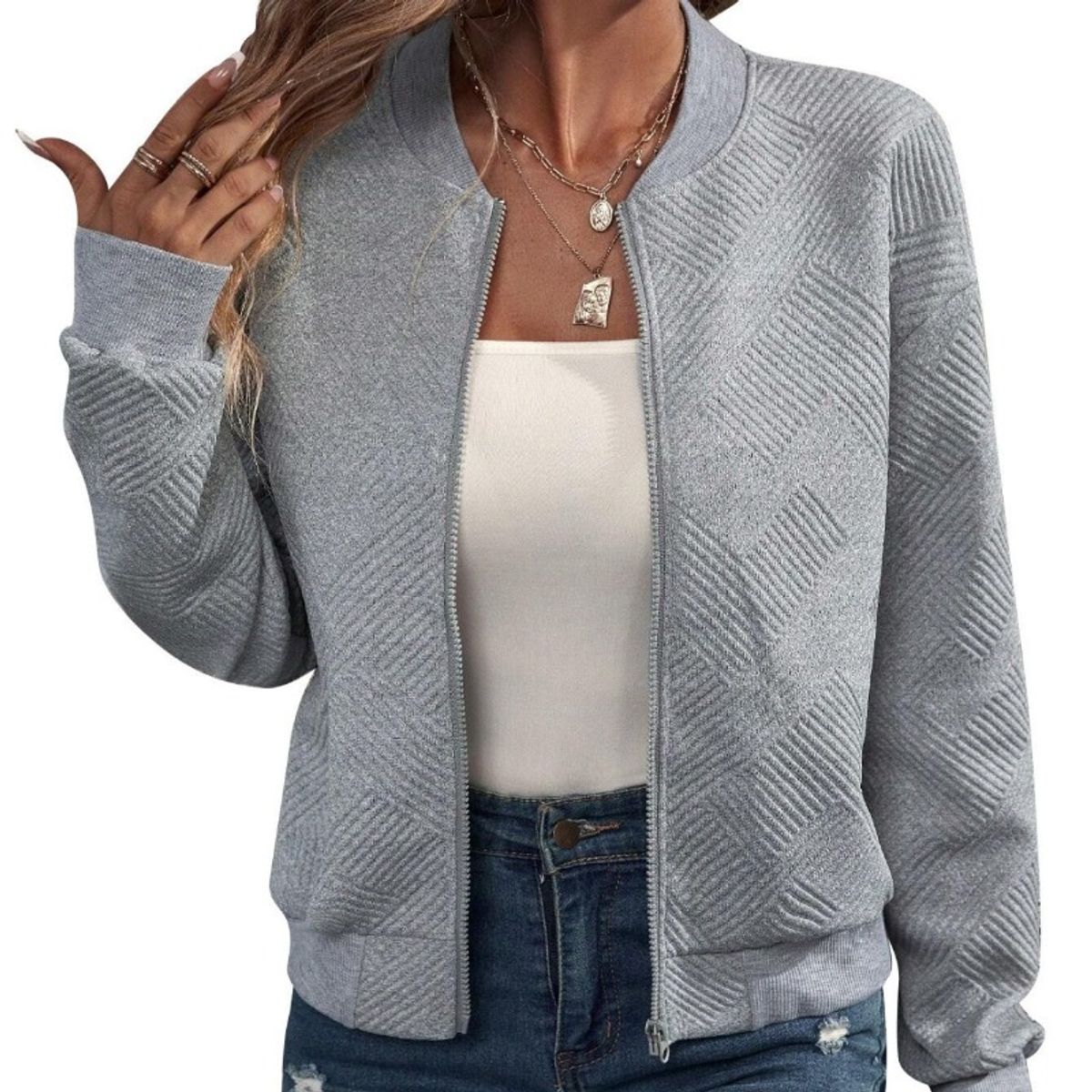 GIOIO - Chaqueta para mujer casual ajustada y versátil