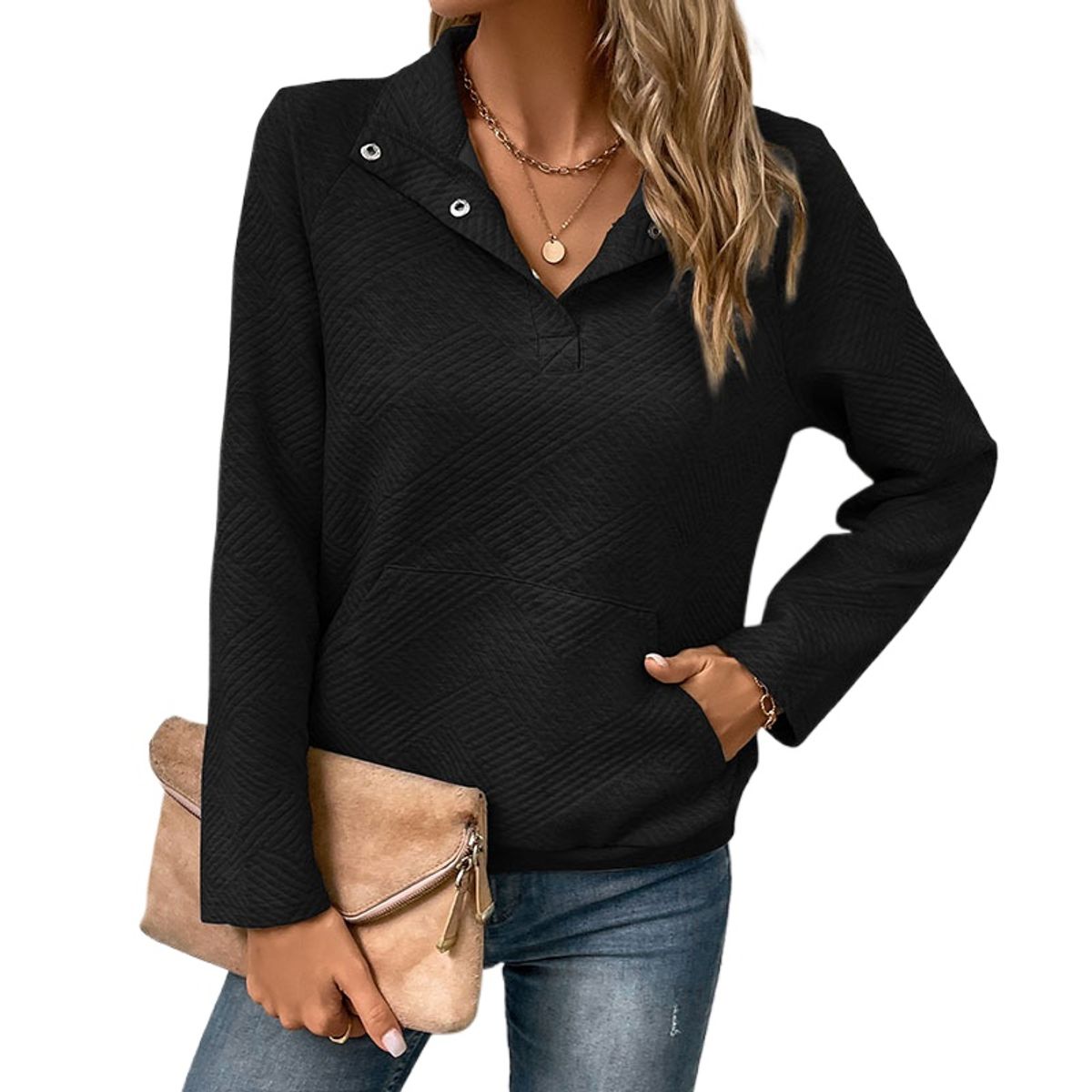 GIOIO - Chaqueta mujer manga larga unicolor casual entallada otoño invierno