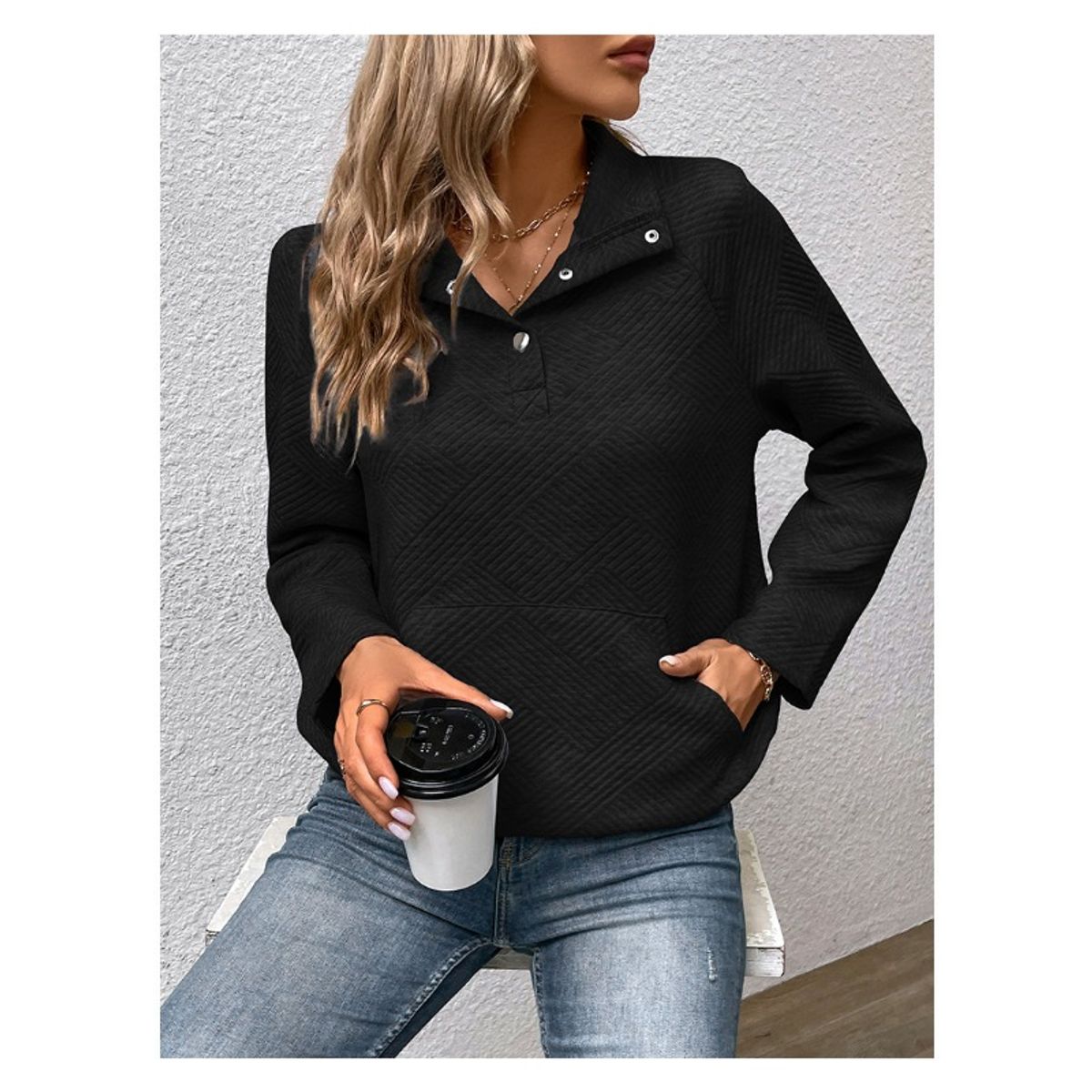 GIOIO - Chaqueta mujer manga larga unicolor casual entallada otoño invierno