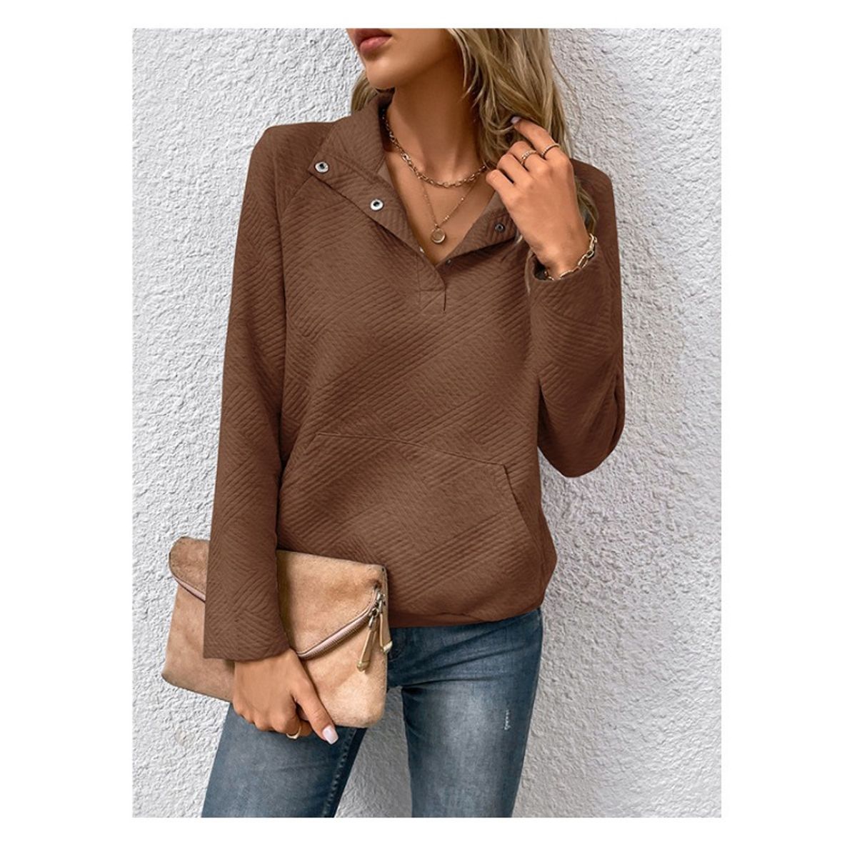 GIOIO - Chaqueta mujer manga larga unicolor casual entallada otoño invierno