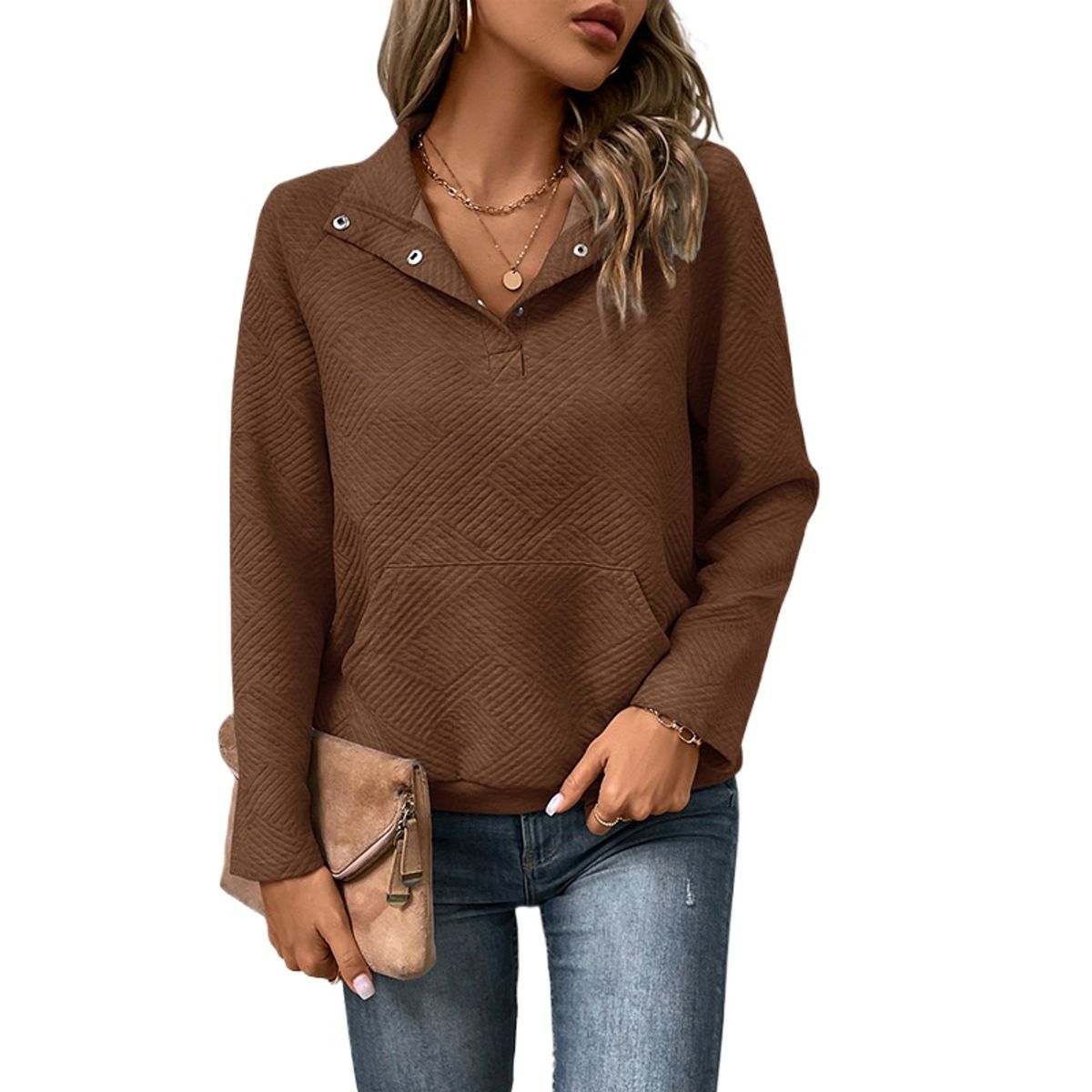 GIOIO - Chaqueta mujer manga larga unicolor casual entallada otoño invierno