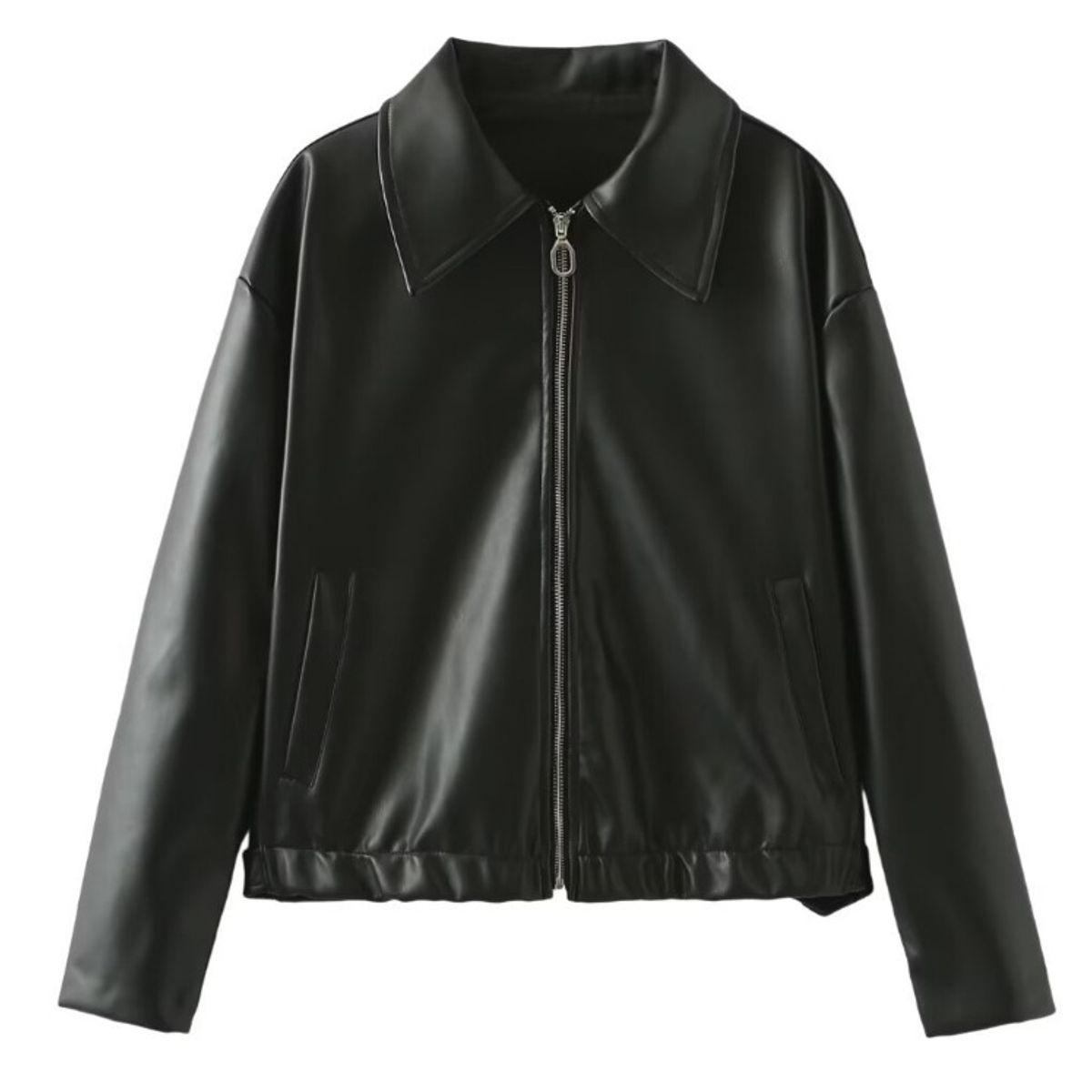 GIOIO - Chaqueta mujer de PU solida con cuello cuadrado estilo europeo casual