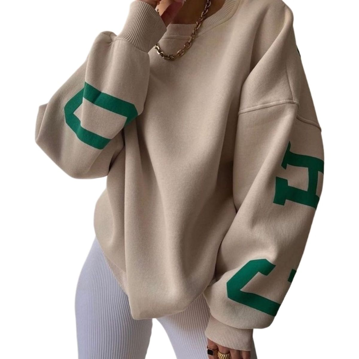 GIOIO - Buzo mujer estampado manga larga grueso estilo europeo casual