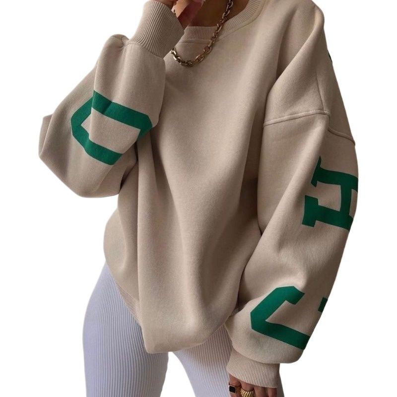 GIOIO - Buzo mujer estampado manga larga grueso estilo europeo casual