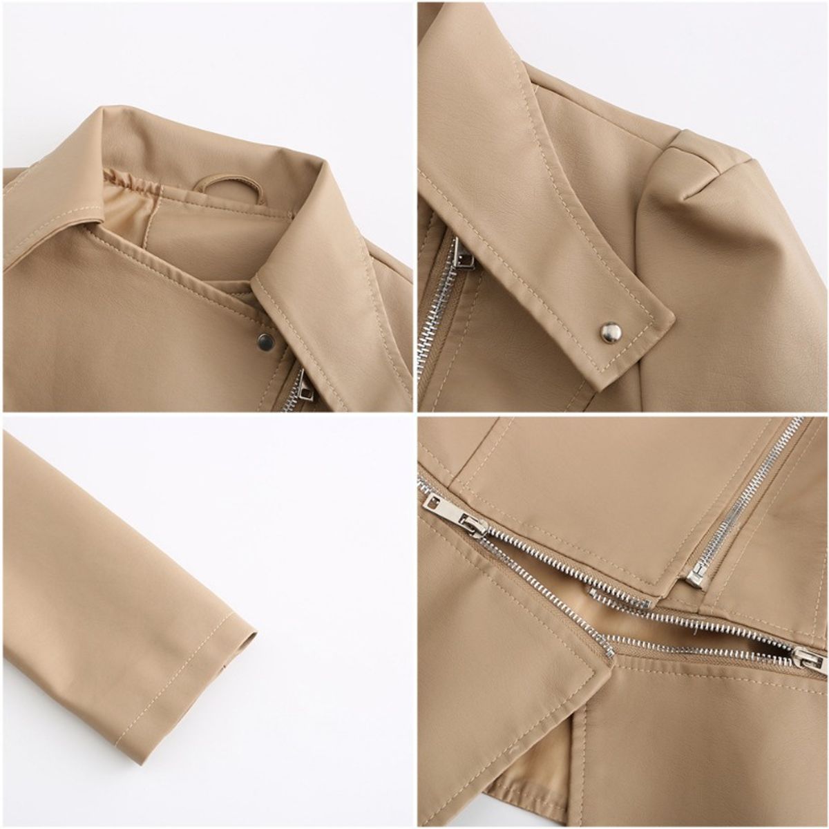 GIOIO - Chaqueta mujer de PU con bajo desmontable elegante casual