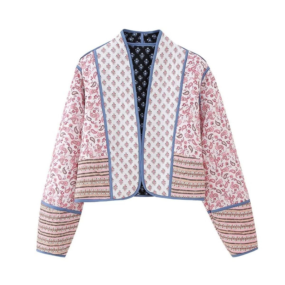 GIOIO - Chaqueta Mujer Estampada Reversible Acolchada Combinación Colores Ligera