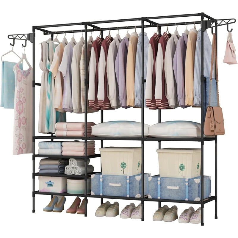 OEM - Ropero Organizador de Ropa con Divisiones y Compartimientos Negro
