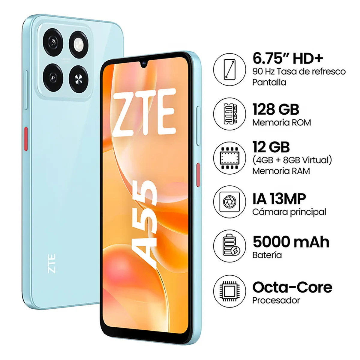 ZTE - CELULAR ZTE BLADE A55 4GB+8GB RAM 128GB 4G LTE AZUL