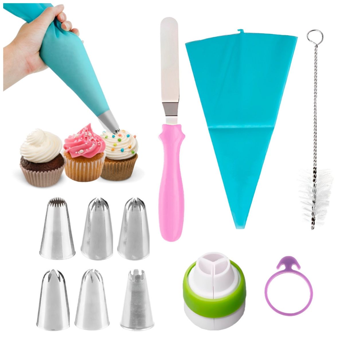 MINARI - Set Accesorios Reposteria Manga Pastelera Decorar 6 Boquillas 973R