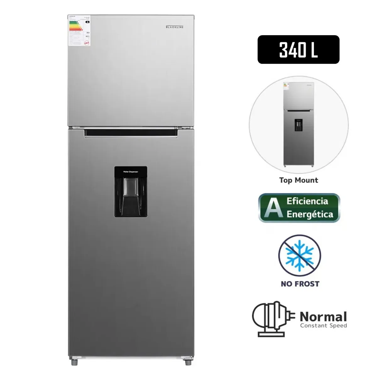 BLACKLINE - REFRIJERADORA BLACKLINE 340L No Frost TM-340L Inox