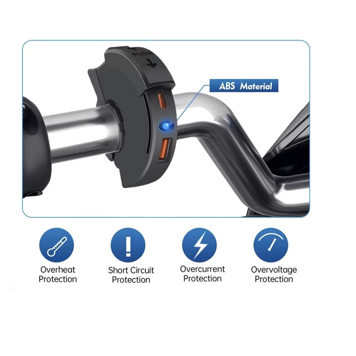 OEM - Cargador Para Moto tipo C y USB QC - 12V 48W PD - Acoplable De Timon