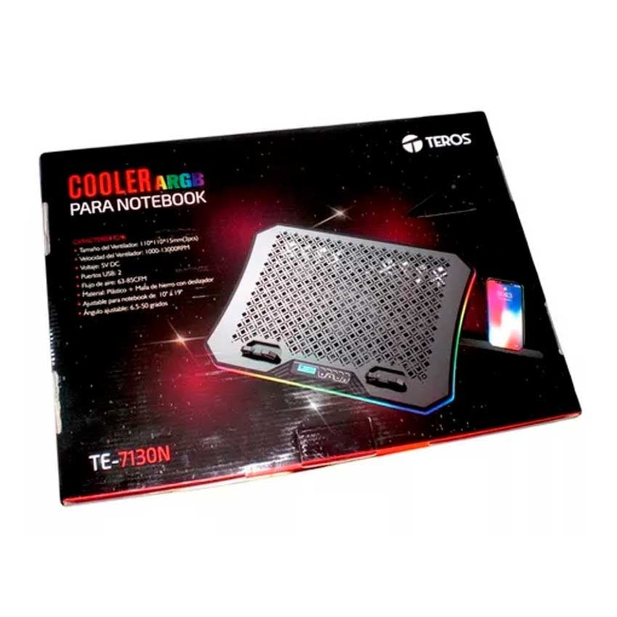 TEROS - Cooler TEROS 19", 3 ventiladores, RGB, pantalla LCD y altura ajustable