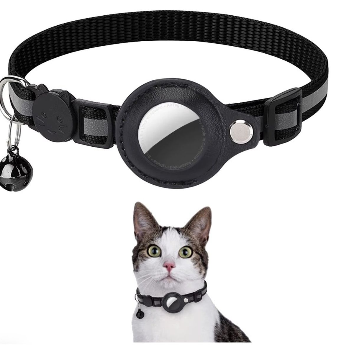 OEM - Collar con airtag incluido para perro gato bluetooth campana Negro