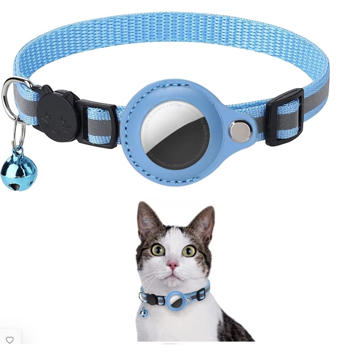 OEM - Collar con airtag incluido perro gato bluetooth campana Celeste