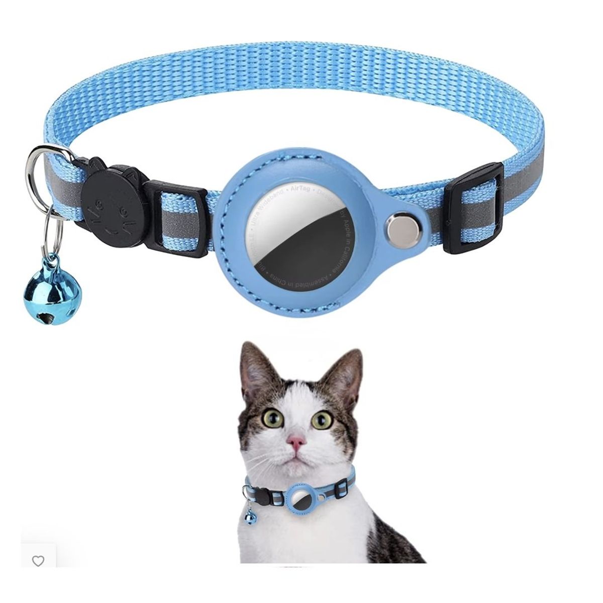 OEM - Collar con airtag incluido perro gato bluetooth campana Celeste