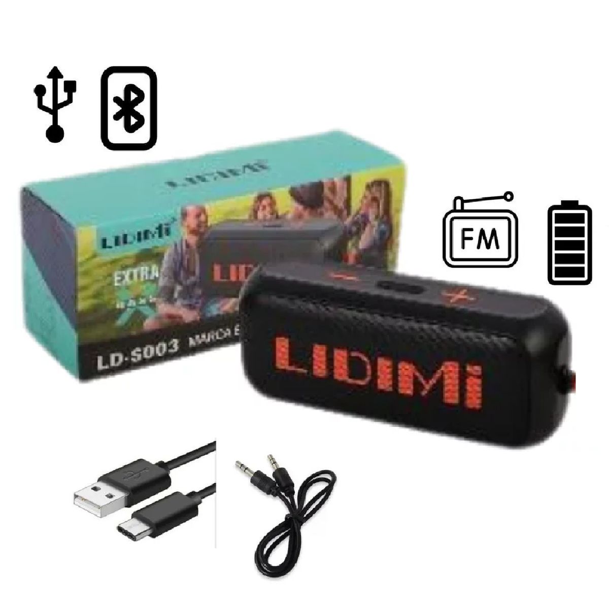 GENERICO - Nuevo Parlante Portatil de 20W LIDIMI LD-S003 -Naranja