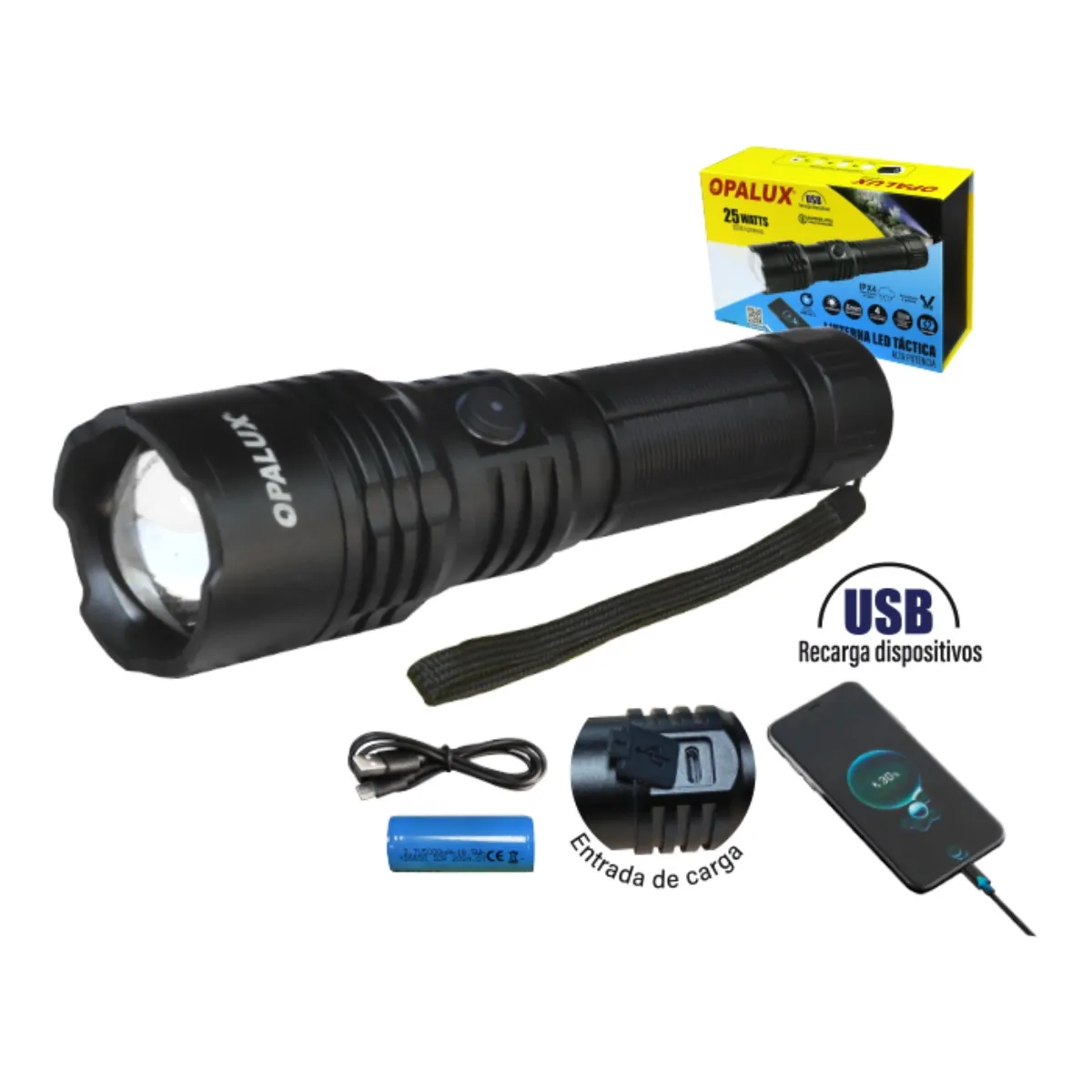 OPALUX - Linterna Led Tactica 25W