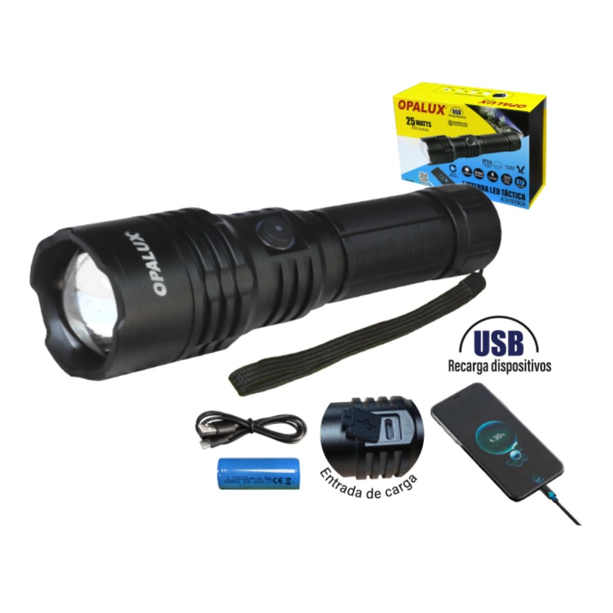 OPALUX - Linterna Led Tactica 25W