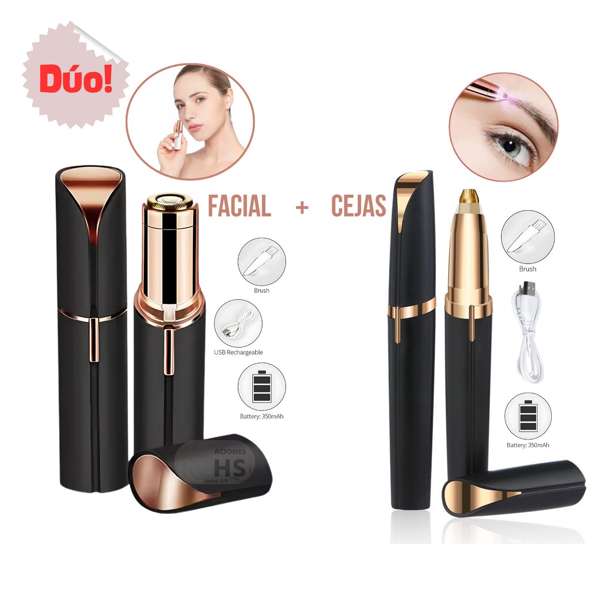 OEM - DUO Depilador Facial + Depilador de Cejas Recargable