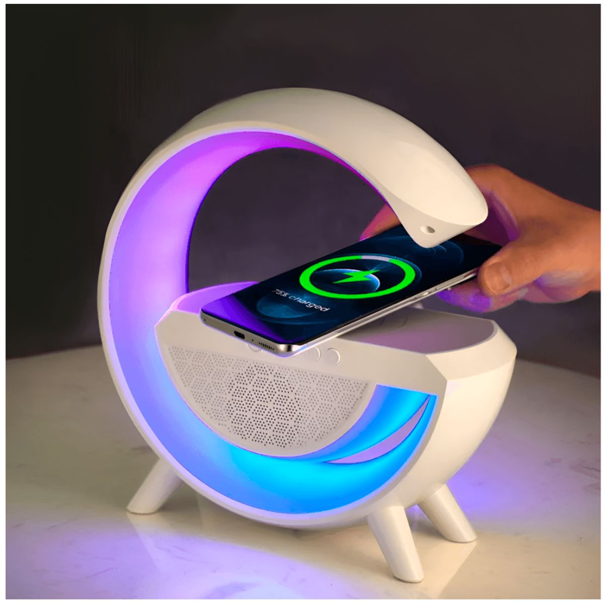 MINARI - Lámpara Luces RGB 3en1 Cargador Inalámbrico y Parlante Bluetooth G90