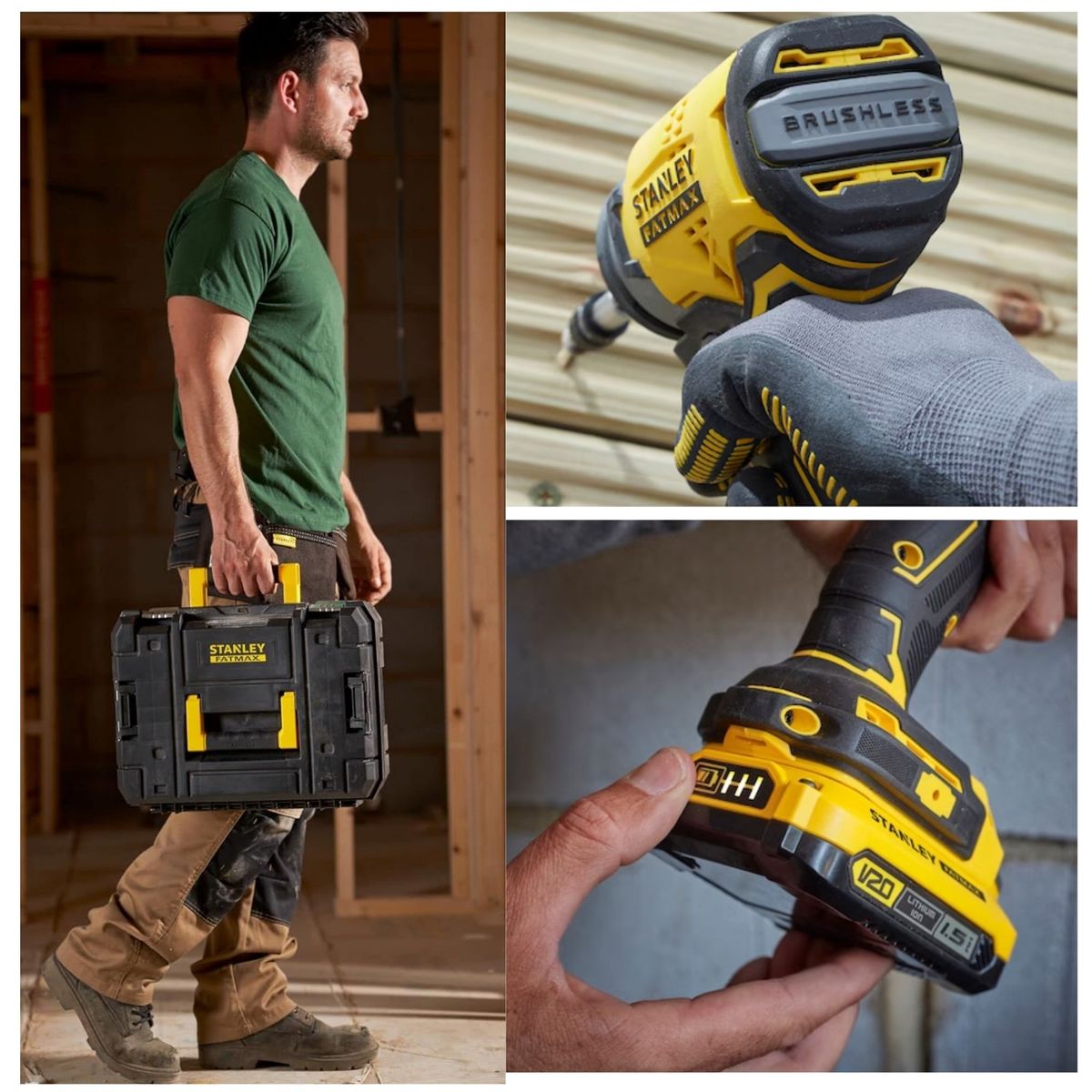 STANLEY - Combo taladro percutor atornillaor de impacto 20V BRUSHLESS LINTERNA