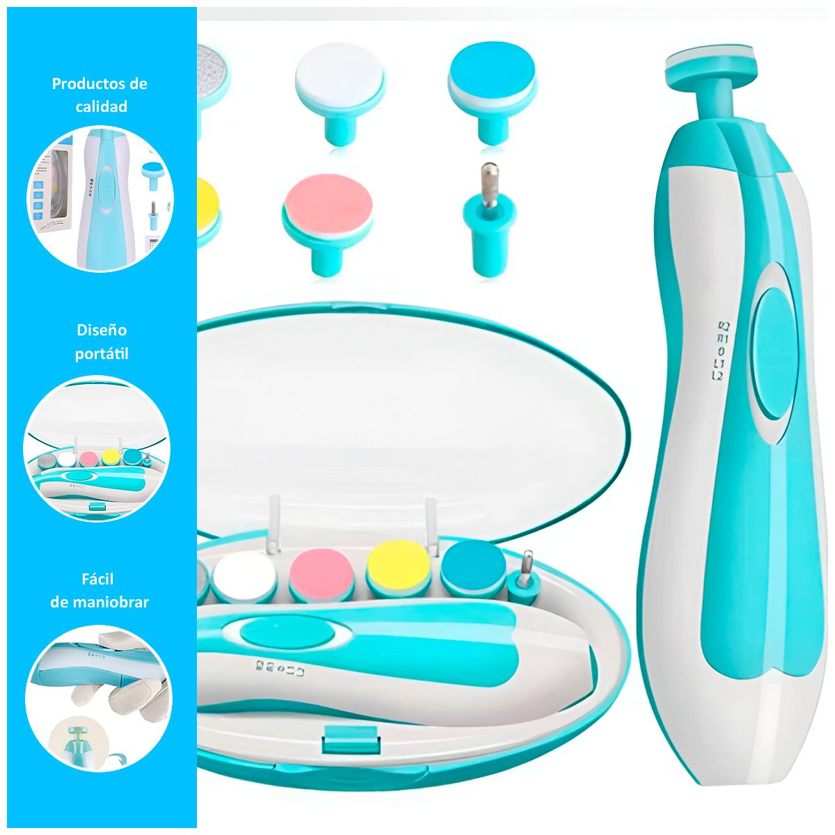 GENERICO - Corta Uñas Pulidor Electrico Bebe Manicure Pedicure Verde