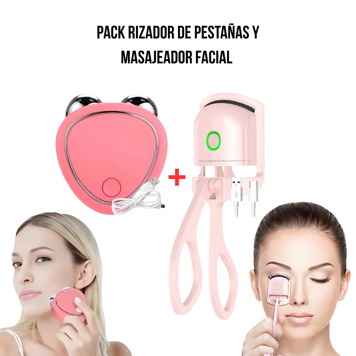 OEM - Pack Rizador de Pestañas Eléctrico + Masajeador Facial