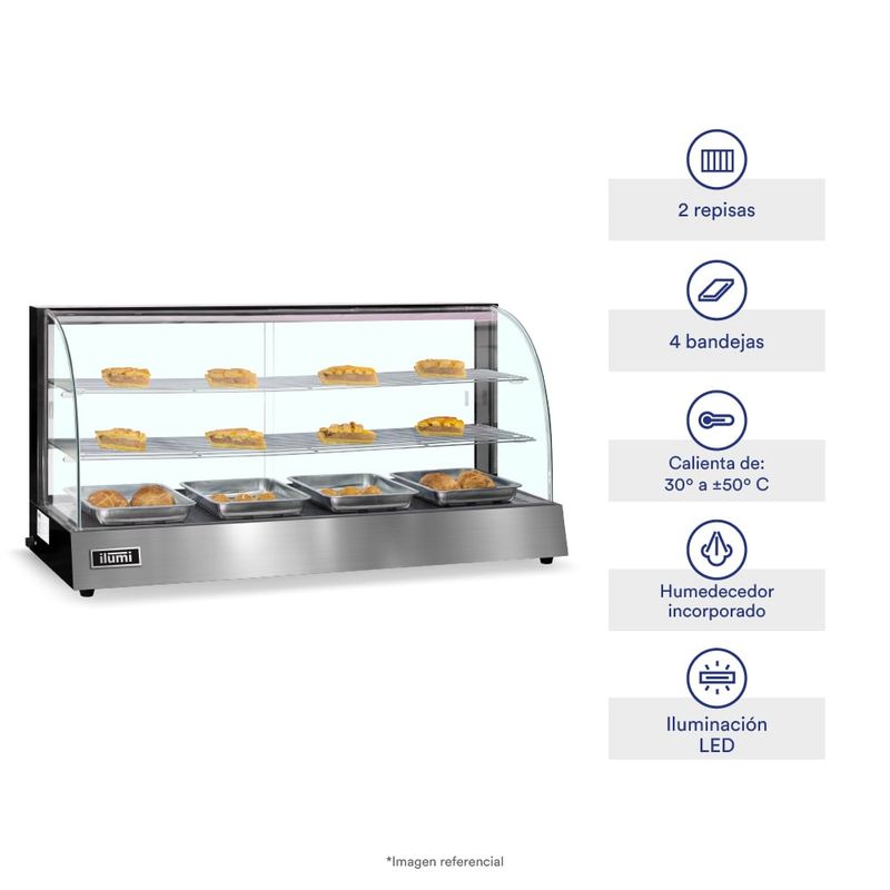 ILUMI - VITRINA CALIENTE ILUMI 4 BANDEJAS