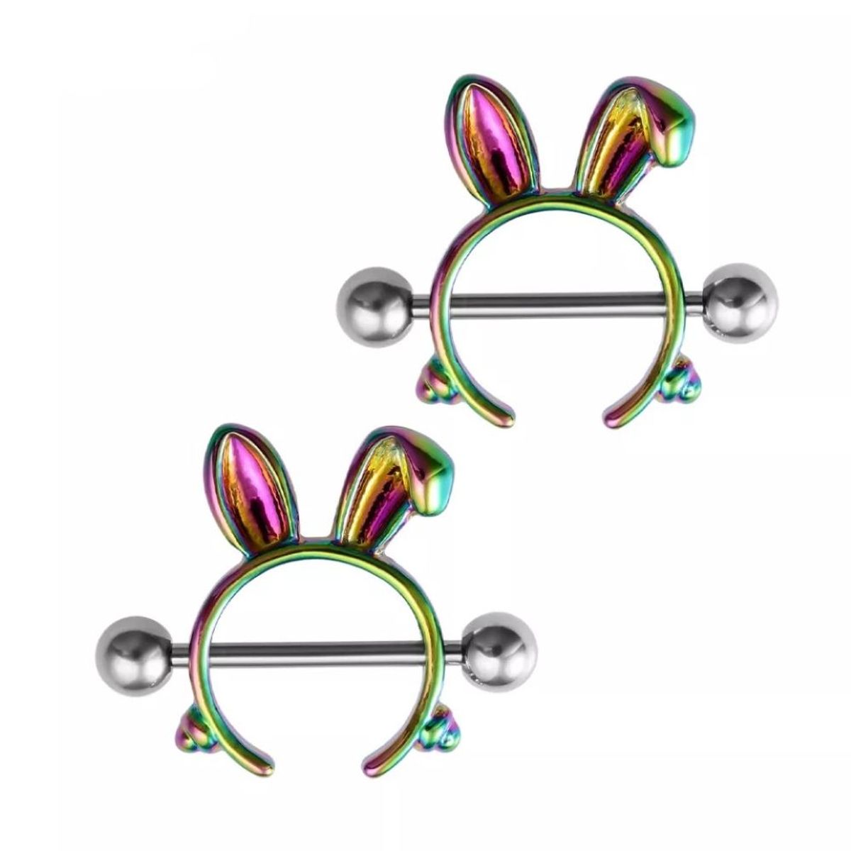 GENERICO - Piercing pezón nipple orejas de conejo multicolor